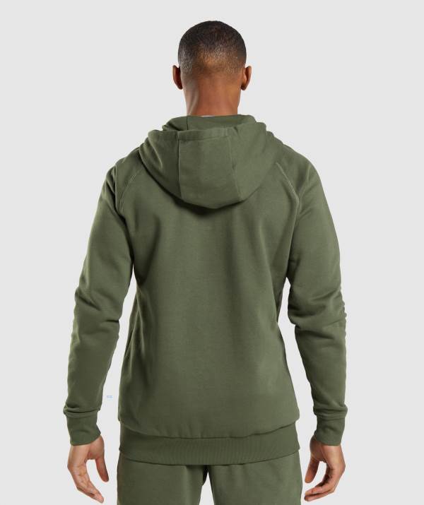 Panske Mikiny S Kapucňou Gymshark Crest Zip Up Olivovo Zelená | EH8123046